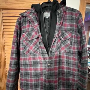 Berkley Jenson Red and Gray Plaid Jacket Men’s Small